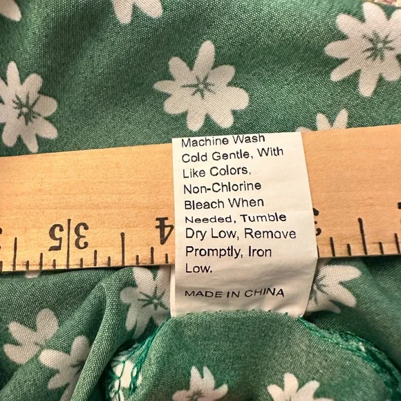 Green Floral Dress Tie Strap Smocked Sundress Summer Mini‎ Dress - Picture 6 of 14